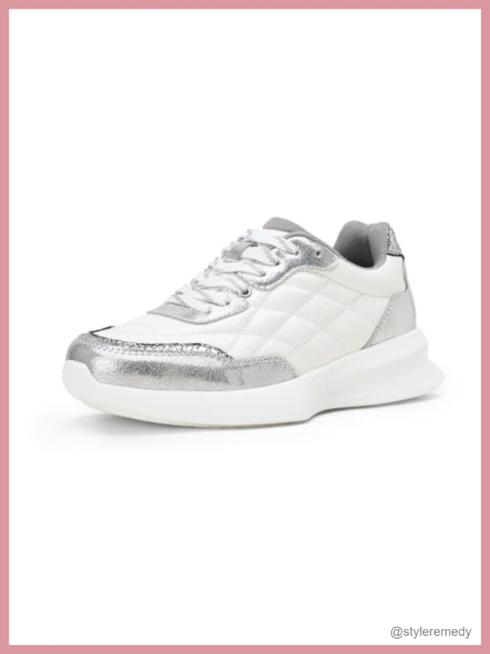 Women's Quilted Platform Sneaker Chunky Casual Lace-Up Faux Leather